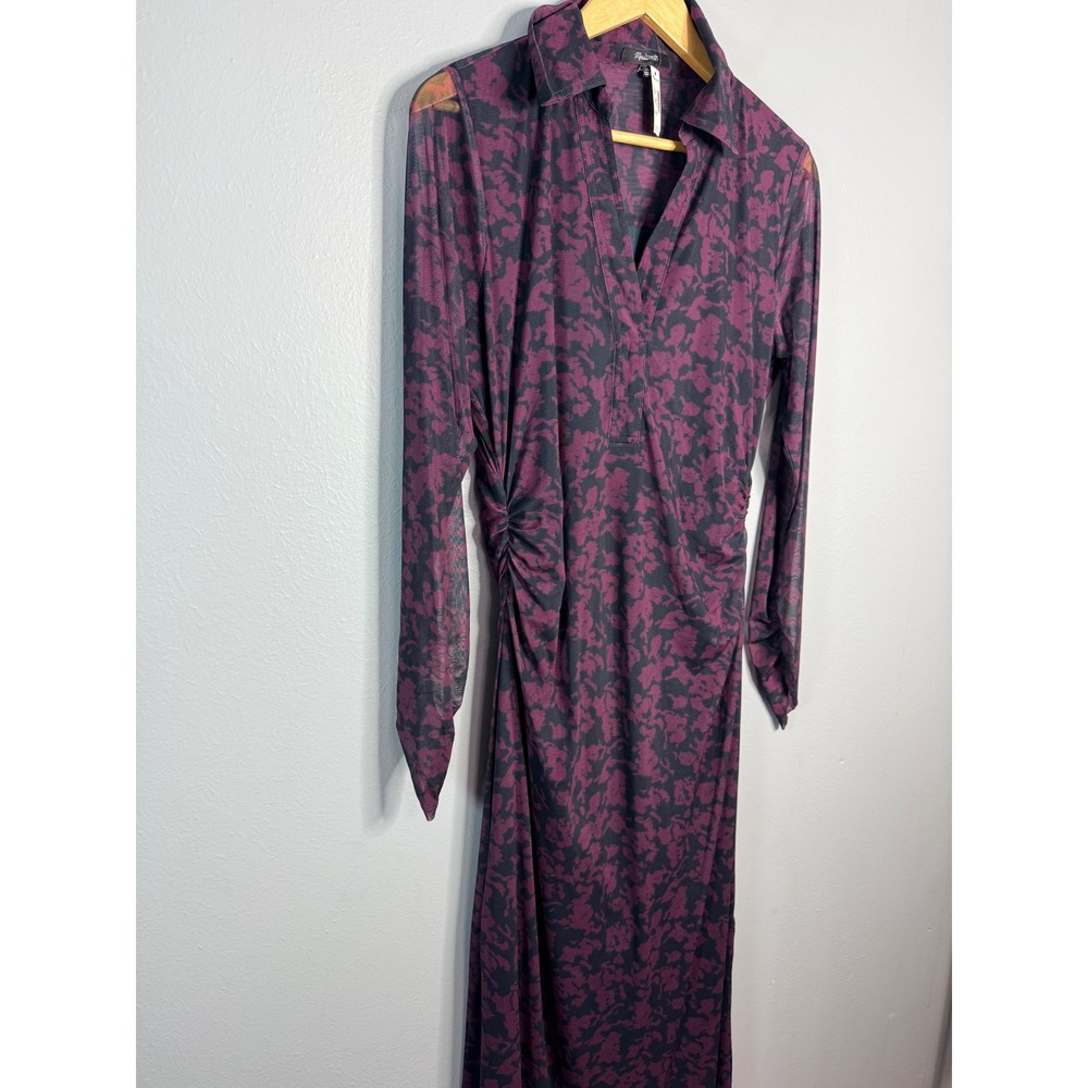 Madewell Long-Sleeve Polo Midi Dress‎ deep aubergine XL NWT - Picture 6 of 10